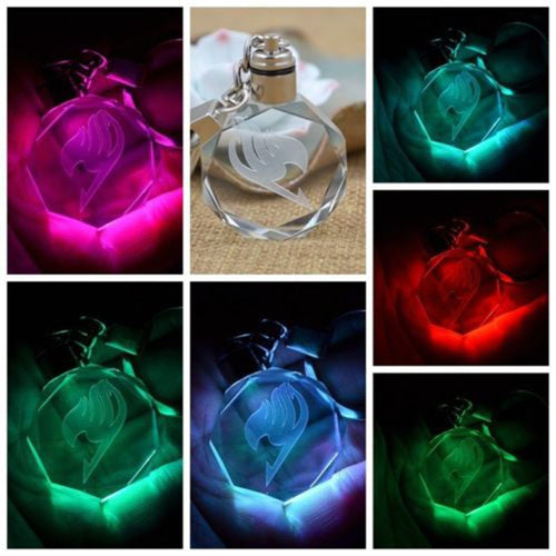 Mini Hatsune Miku Fairy Tail Crystal Colourful Led Light Key Chain Keyring