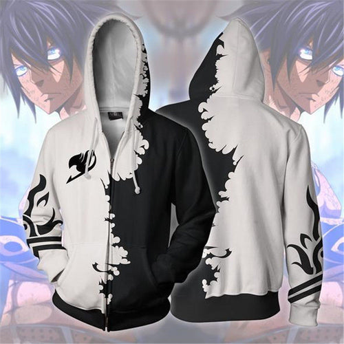 Fairy Tail Gray Fullbuster Anime 3D Print Hoodies Casual Jacket Coat Cosplay