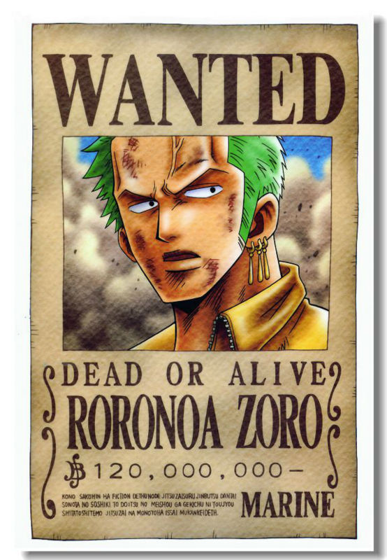 ONE PIECE Wanted Poster Zoro
